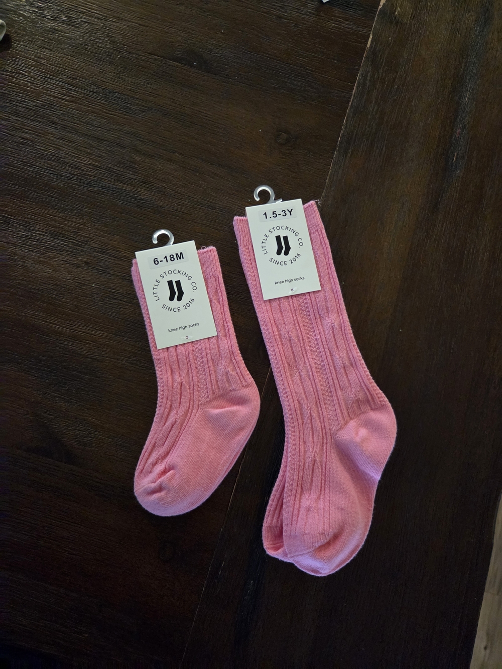 Little Stocking Co. Pink Cable Knit Knee High Socks for Kids